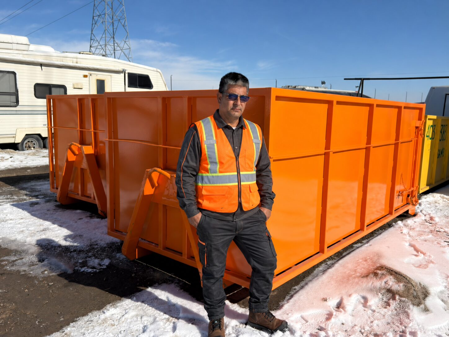 Sam’s Services orange 15-yard bin